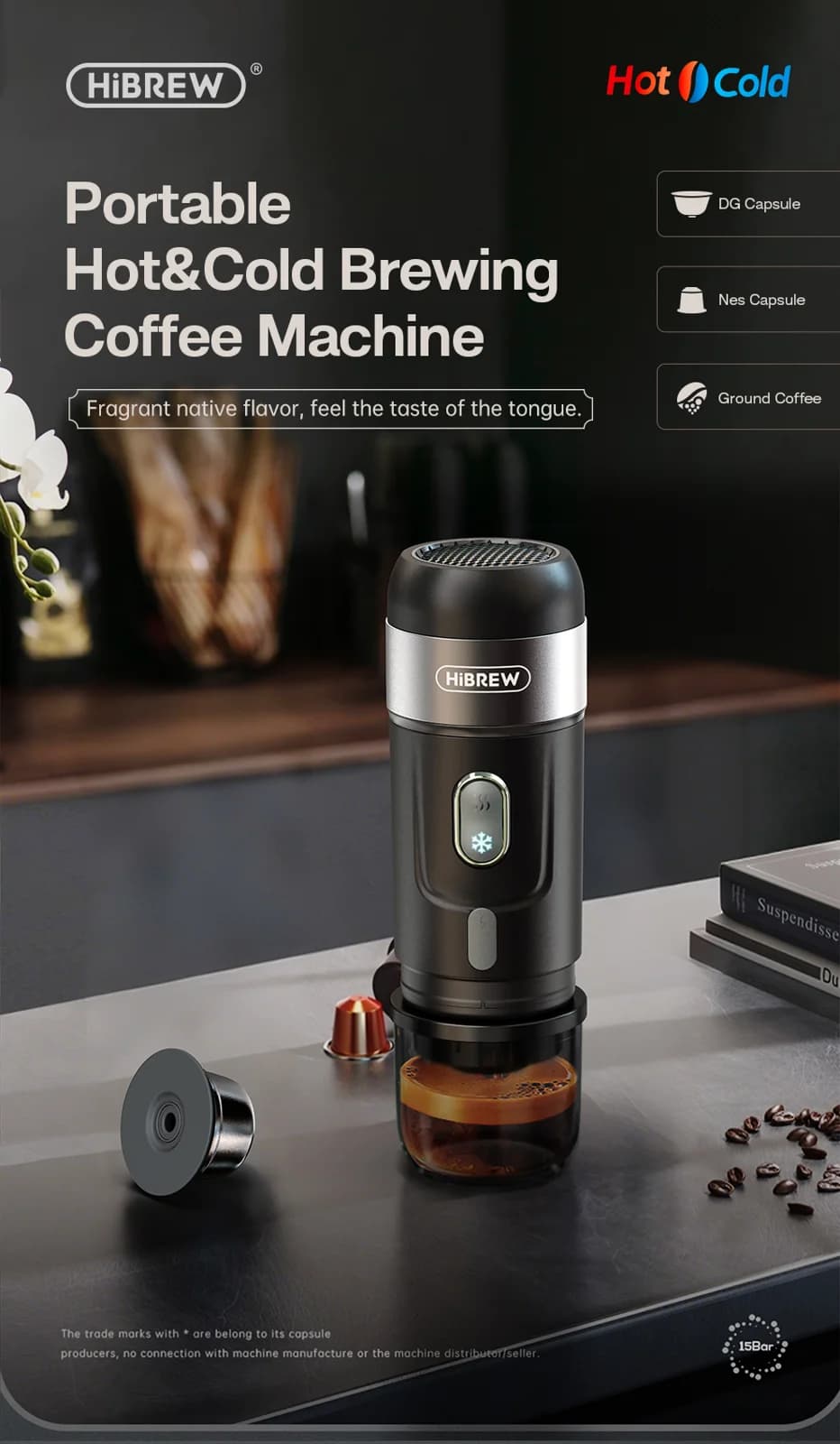 Cafeteira Portátil para Cápsula e Café Moído