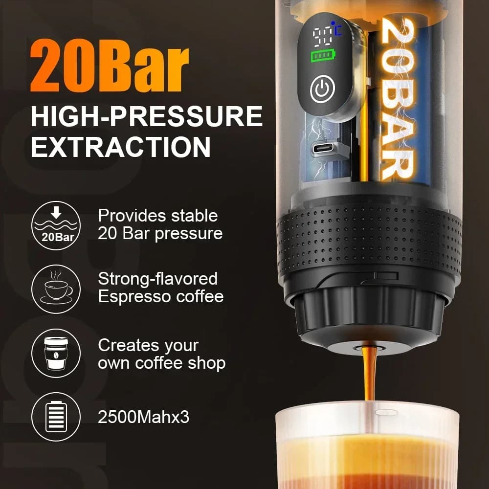 Máquina de Café Espresso Portátil 3 em 1