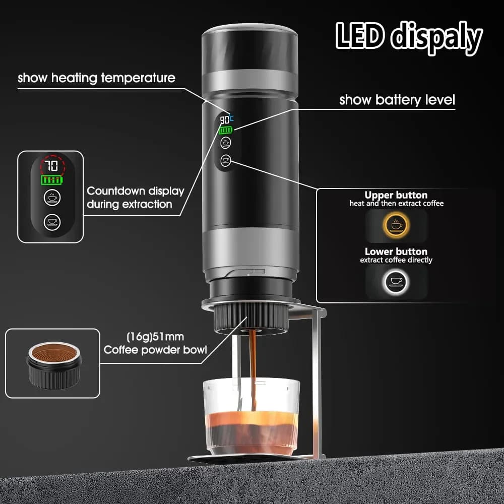 Máquina de Café Espresso Portátil 3 em 1