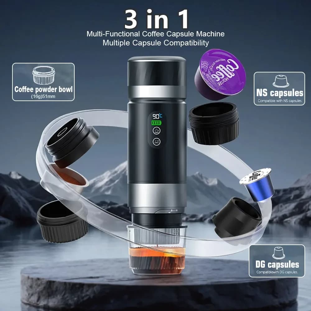 Máquina de Café Espresso Portátil 3 em 1