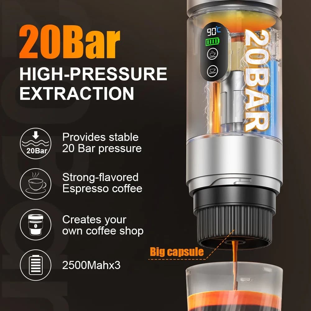 Máquina de Café Espresso Portátil 3 em 1